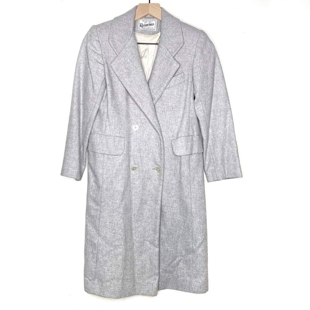 Rothschild Wool Peacoat Gray Long Coat Size 12 Classic Vintage